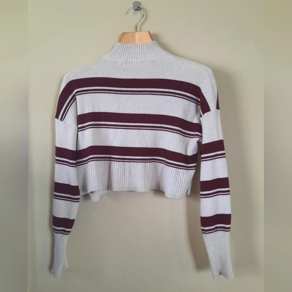 Vtg Arizona 70s Style Retro Cropped Striped Sweater Mockneck Y2k